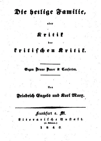 Tituln� str�nka prvn�ho vyd�n� knihy &bdquo;Svat� rodina&ldquo;